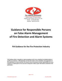 FIA Guidance for Responsible Persons on False Alarm Management