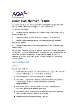 GCSE Food preparation and nutrition Nutrition-Protein