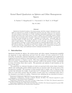 Kernel Based Quadrature on Spheres and Other - Math