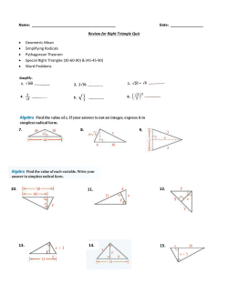 Review for Right Triangle Quiz &bull; Geometric Mean