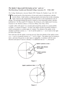 The Spider`s Spacewalk Derivation of sin and cos