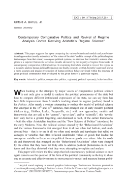 Contemporary Comparative Politics and Revival of Regime Analysis