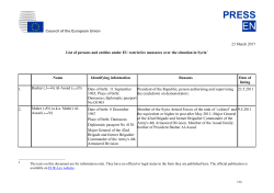 List of persons and entities under EU restrictive measures over the