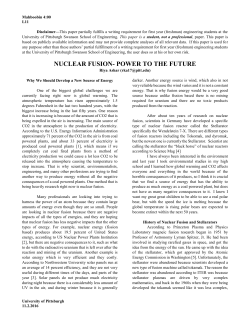 NUCLEAR FUSION- POWER TO THE FUTURE