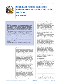 Smelting of calcined basic nickel carbonate concentrate in a 200 kW