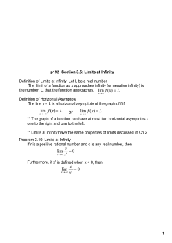 p192 Section 3.5: Limits at Infinity Definition of Limits at Infinity: Let L