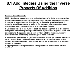 8.1 Add Integers Using the Inverse Property Of Addition