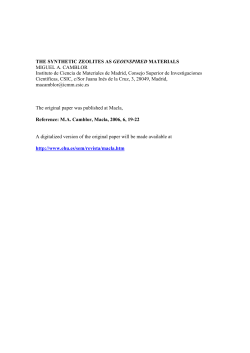 THE SYNTHETIC ZEOLITES AS GEOINSPIRED MATERIALS