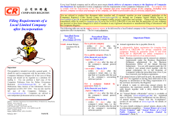 Filing Requirements of a Local Limited Company after Incorporation