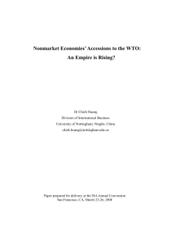 Nonmarket Economies` Accessions to the WTO