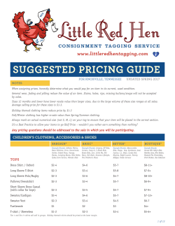 the Little Red Hen Suggested Pricing Guide for Knoxville