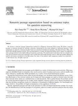 Semantic passage segmentation based on sentence topics for