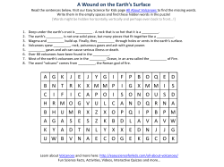 our fun find the words worksheet all about Volcanoes for