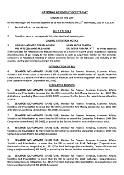 Monday, 23rd November, 2015 - National Assembly of Pakistan