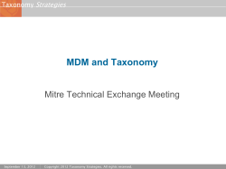 MDM and Taxonomy - Taxonomy Strategies