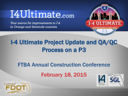 I-4 Ultimate Project Update and QA/QC Process on a P3