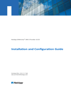 NetApp SANtricity&reg; SMI-S Provider Installation and Configuration