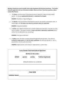 Luray Garden Club Horticultural Specimen Written in this order