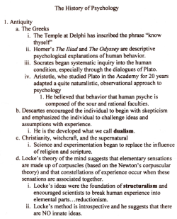 The History of Psychology 1. Antiquity a. The Greeks i. The