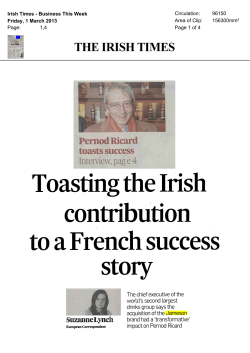 Toasting the Irish h contribution to a French success story