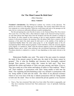 17 On `The Mind Cannot Be Held Onto`