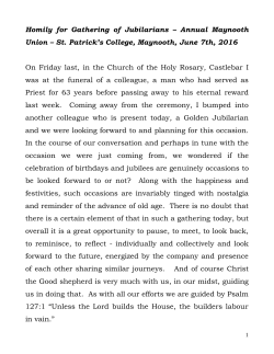 Homily for Maynooth Union Mass - St. Patricks College Maynooth