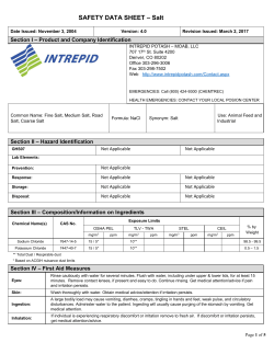 MATERIAL SAFETY DATA SHEET &ndash; SODIUM CHLORIDE
