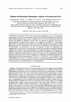 Isolation and Restriction Endonuclease Analysis of Mycobacterial DNA