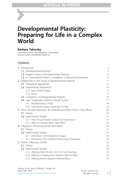 Developmental Plasticity: Preparing for Life in a Complex World
