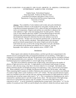 SOLAR RADIATION AVAILABILITY FOR PLANT