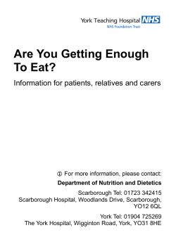 Are you getting enough to eat? - York Teaching Hospital NHS