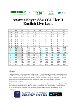 Answer Key to SSC CGL Tier II English Live Leak