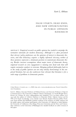False Starts, Dead Ends, and New Opportunities in Public Opinion