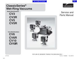 ClassicSeries&reg; Wet-Ring Vacuums CV3 CV3R CV5 CV5R CV6