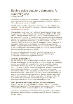 Setting aside statutory demands: A survival guide