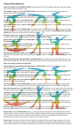 Class Descriptions - Marian Gymnastics Club