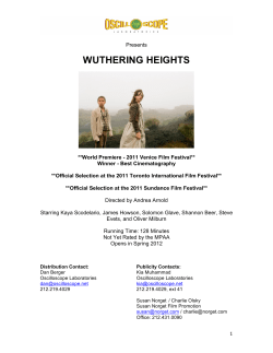 WUTHERING HEIGHTS Preliminary Press Notes