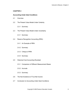 CHAPTER 2 Accounting Under Ideal Conditions 2.1 Overview 2.2