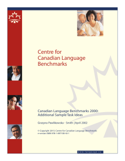 Additional Sample Task Ideas - Centre For Canadian Language