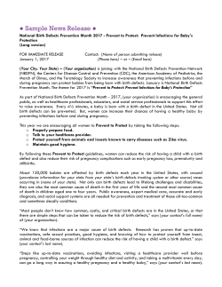 Sample News Release - National Birth Defects Prevention Network