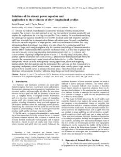 Solutions of the stream power equation and application to the