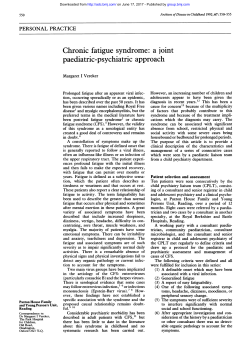 Chronic fatigue syndrome: a joint paediatric