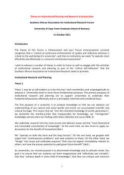Theses on Institutional Planning and Research at Universities