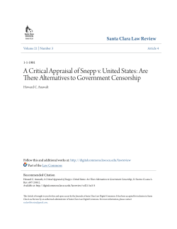 A Critical Appraisal of Snepp v. United States: Are There Alternatives