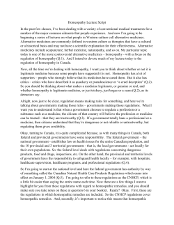 Homeopathy Lecture Script