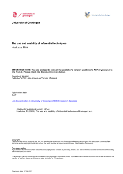 University of Groningen The use and usability of inferential