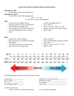 Success 24/7 Chemistry: Difference Between Acids and Bases