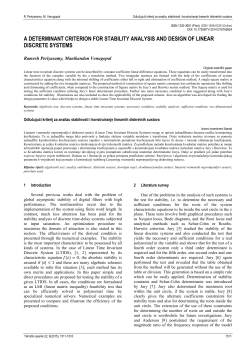 A DETERMINANT CRITERION FOR STABILITY ANALYSIS AND