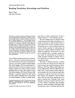 Reading Vocabulary Knowledge and Deafness