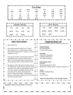 Pre-Primer Number Words Color Words Sight Word Games